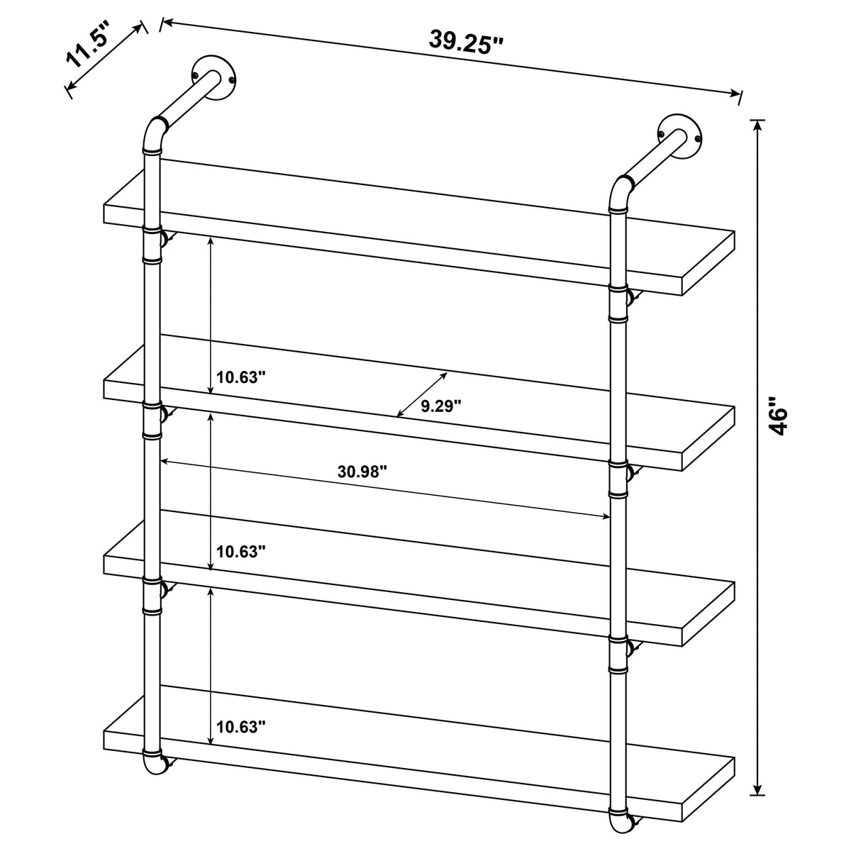 Elmcrest 24-inch 4-shelf Wall Bookshelf Grey Driftwood