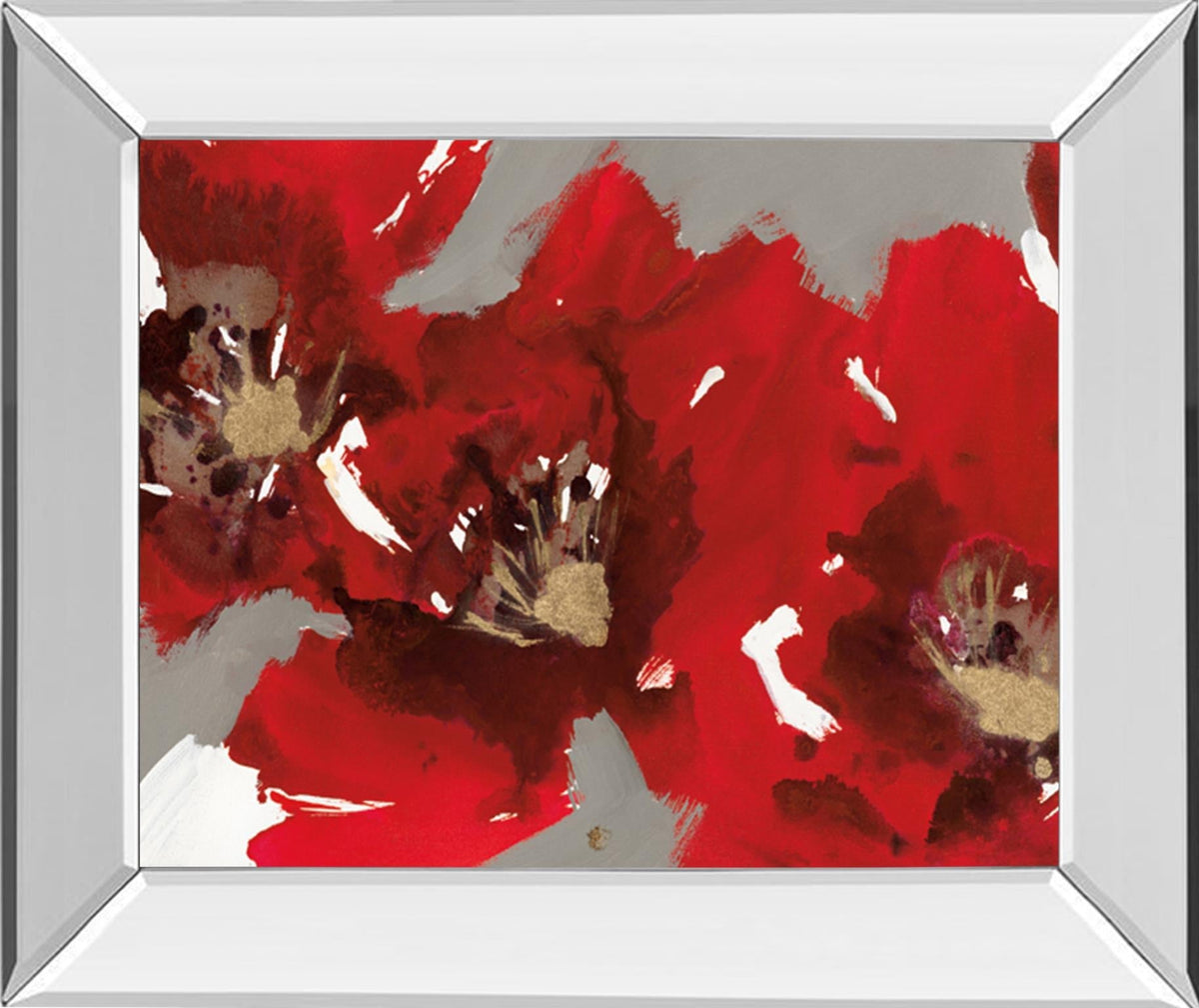 Mirrored Frame Red Poppy Forest I By N. Barnes 22X26 Mirror Frame Print