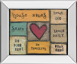 Mirrored Frame House Rules By Lisa Larson 22X26 Mirror Frame Print