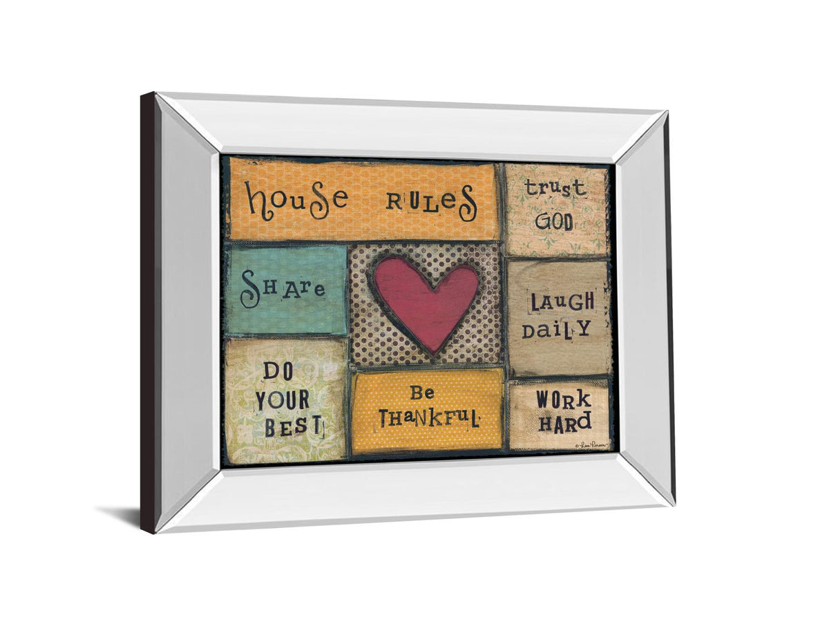 Mirrored Frame House Rules By Lisa Larson 22X26 Mirror Frame Print