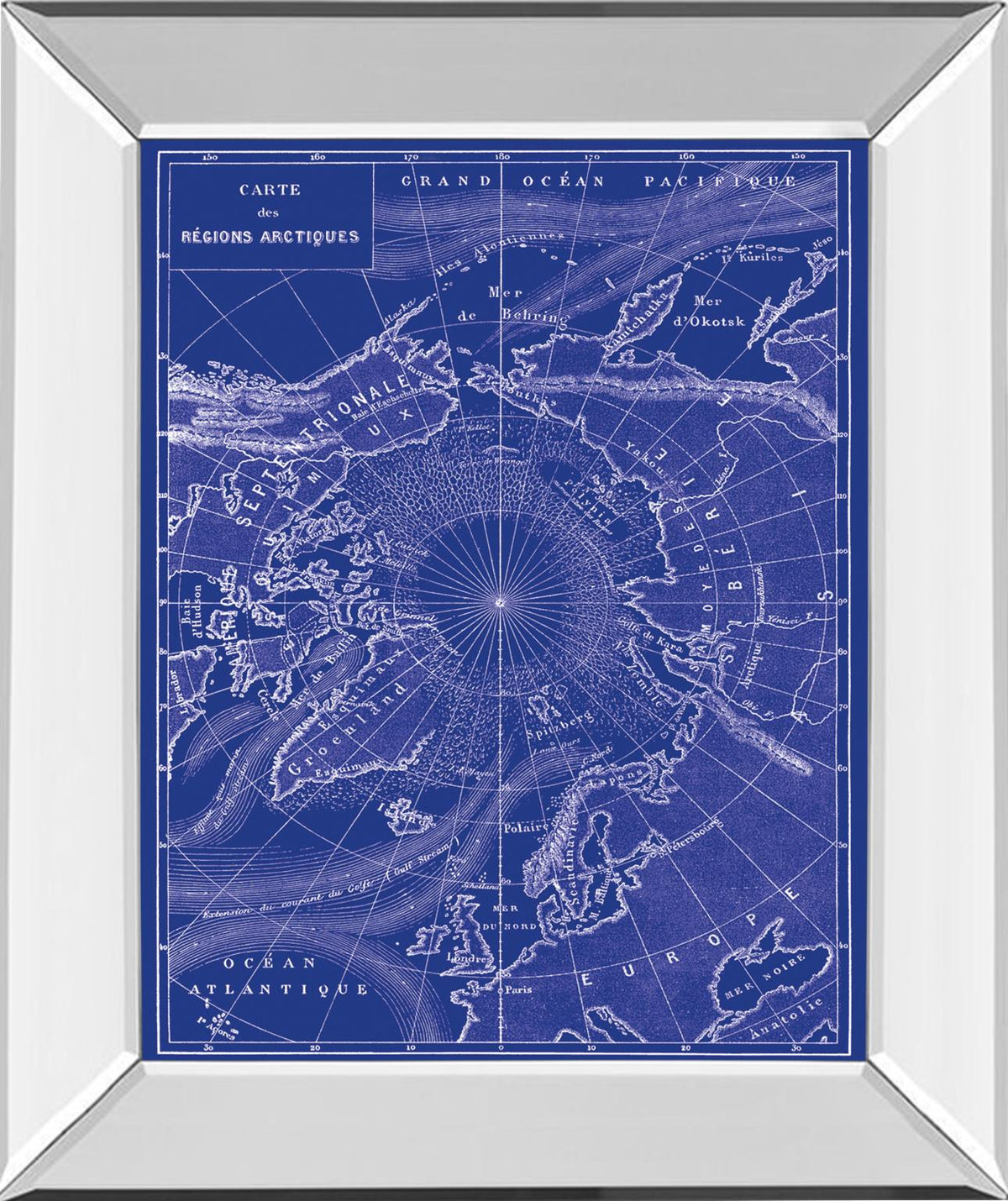 Mirrored Frame Arctic Map By The Vintage Collection 22X26 Mirror Frame Print