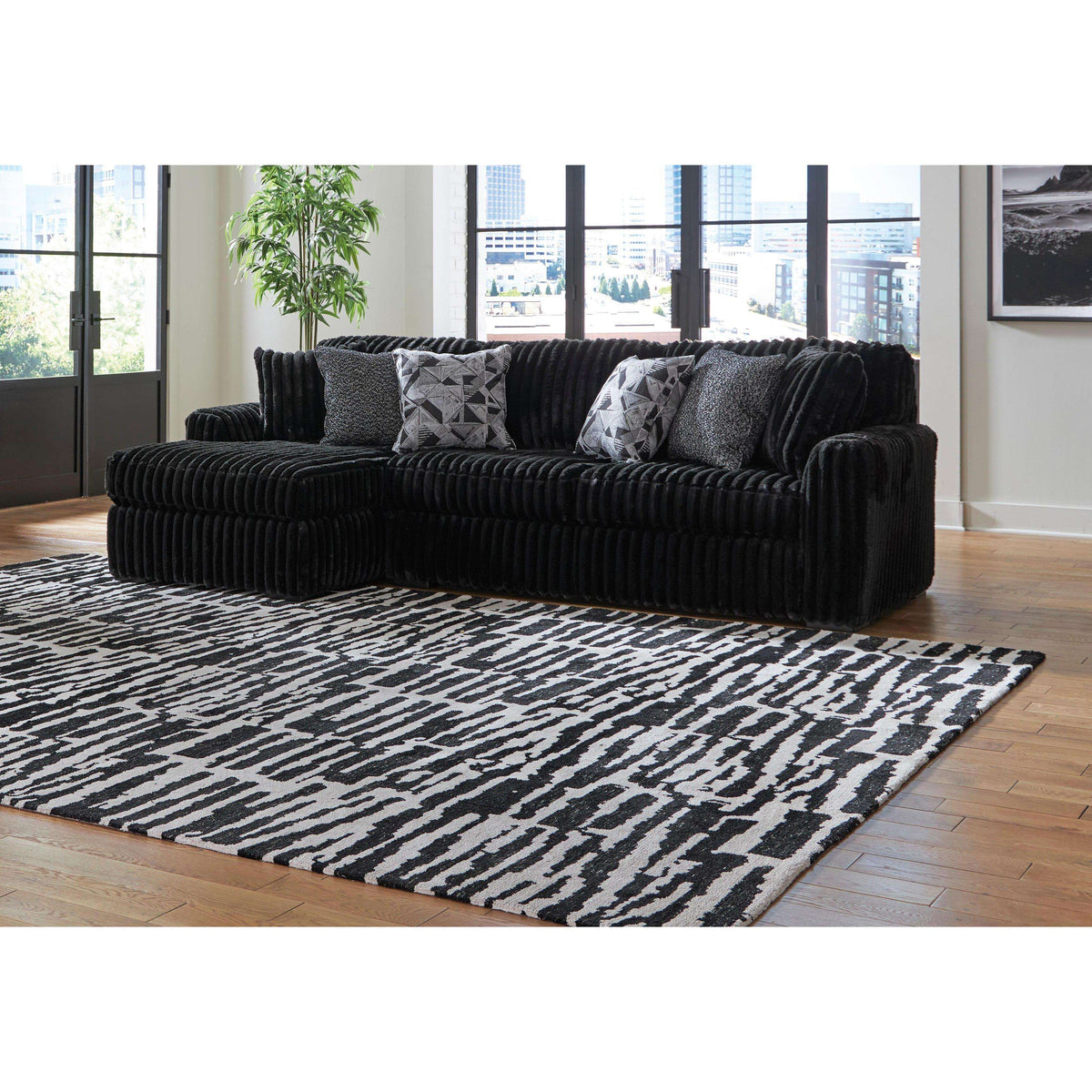 Swipe Furniture Exclusive Design Midnight-Madness Fabric 2 pc Sectional 9810316/9810367