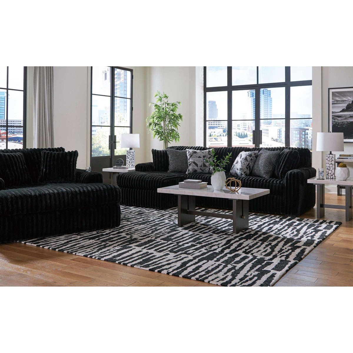 Swipe Furniture Exclusive Design Midnight-Madness Fabric 2 pc Sectional 9810316/9810367