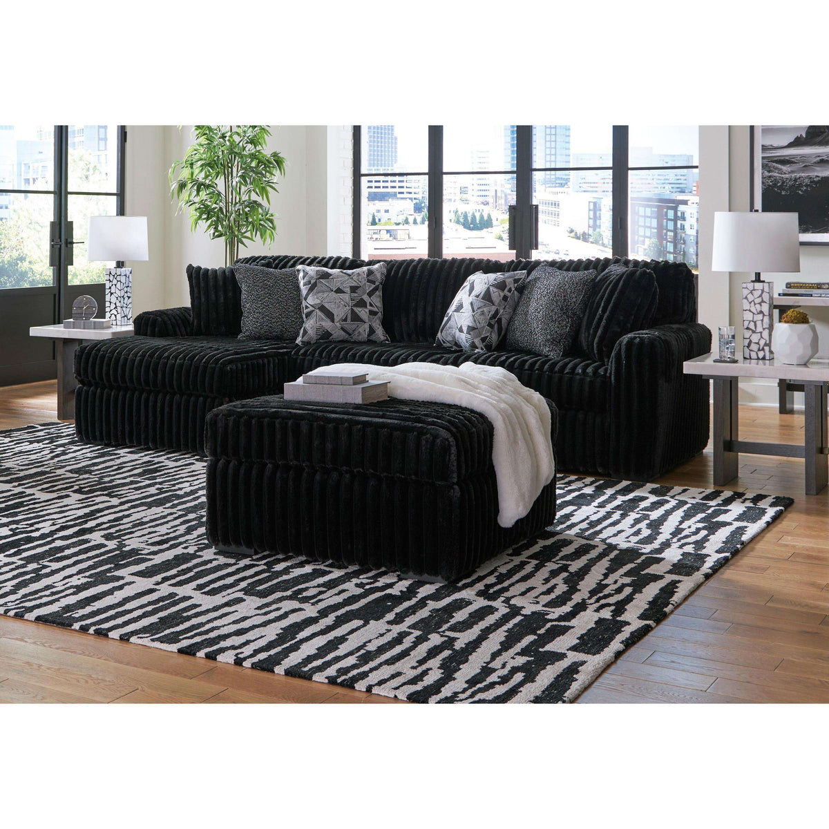 Swipe Furniture Exclusive Design Midnight-Madness Fabric 2 pc Sectional 9810316/9810367
