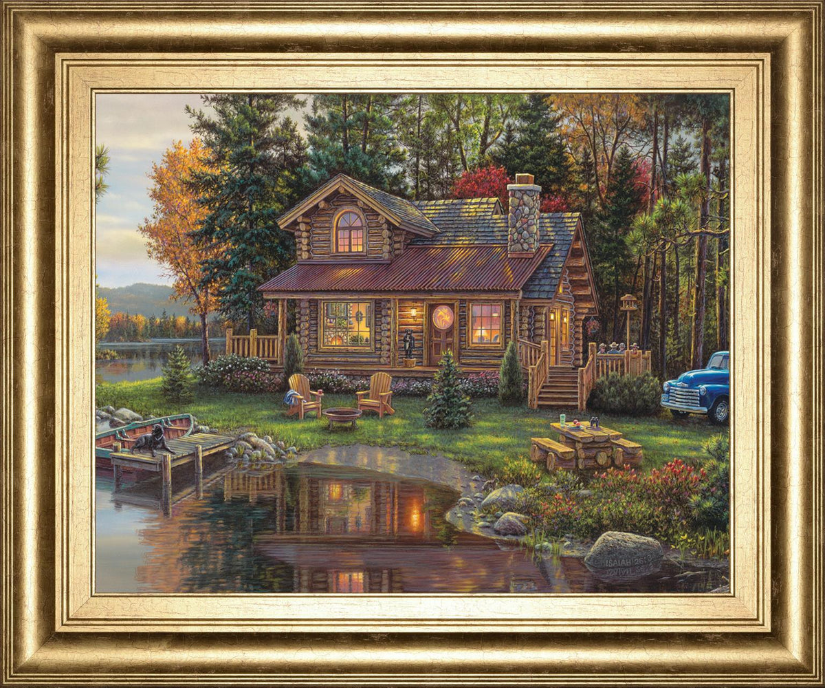 Peace Like A River Cabin By Kim Norlien 22X26 Framed Print