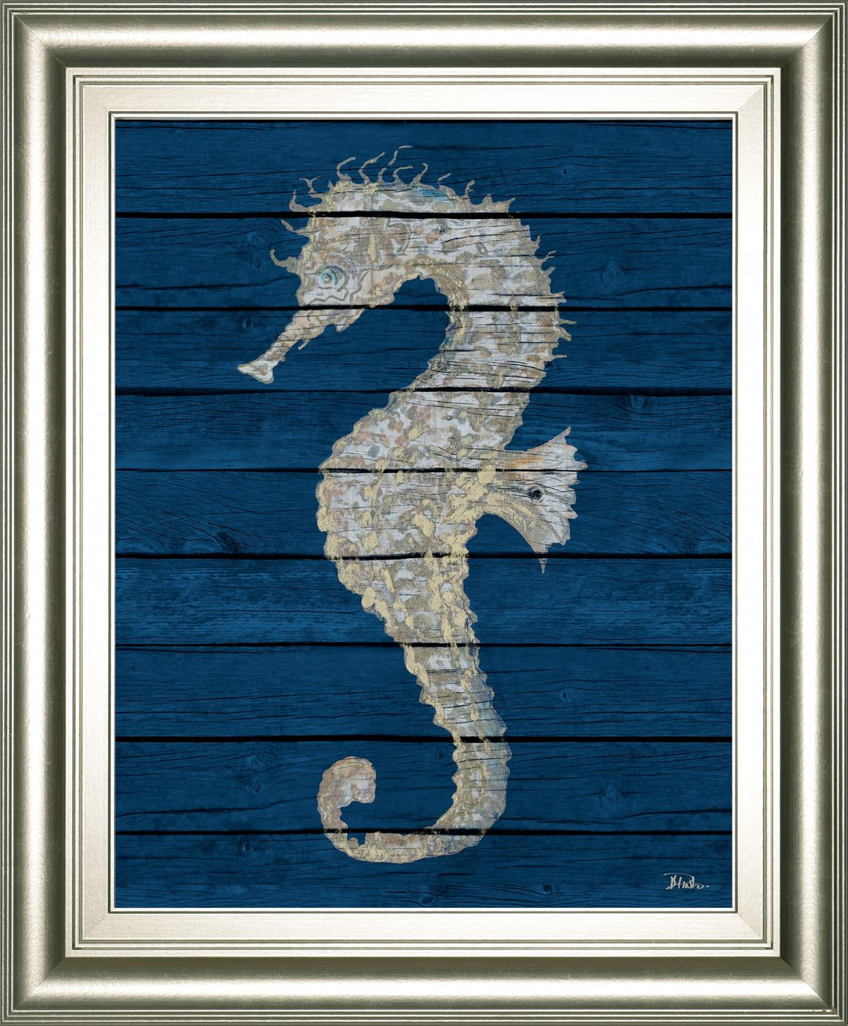 Antique Seahorse On Blue Ii By Patricia Pinto 22X26 Framed Print