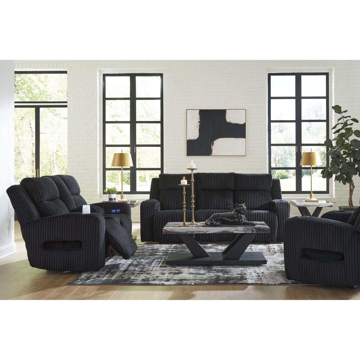 Swipe Furniture Exclusive Design Forest Lake Power Reclining Fabric Loveseat with Console PC6420218