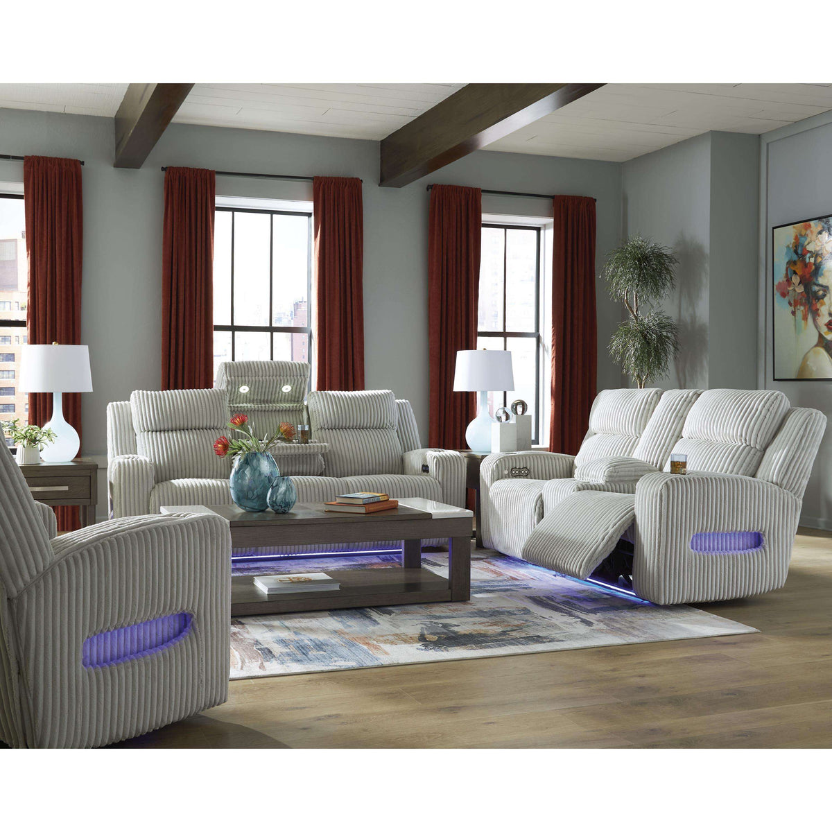 Swipe Furniture Exclusive Design Forest Lake Power Reclining Sofa PC6420315