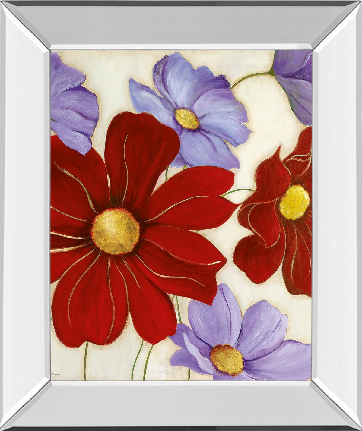 Mirrored Frame Lavender And Red I By Tava Studios 22X26 Mirror Frame Print