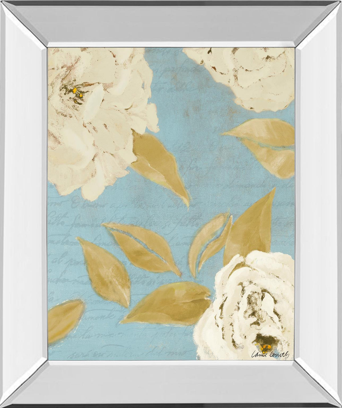 Mirrored Frame Scripted Poetic Peonies I By Lanie Loreth 22X26 Mirror Frame Print