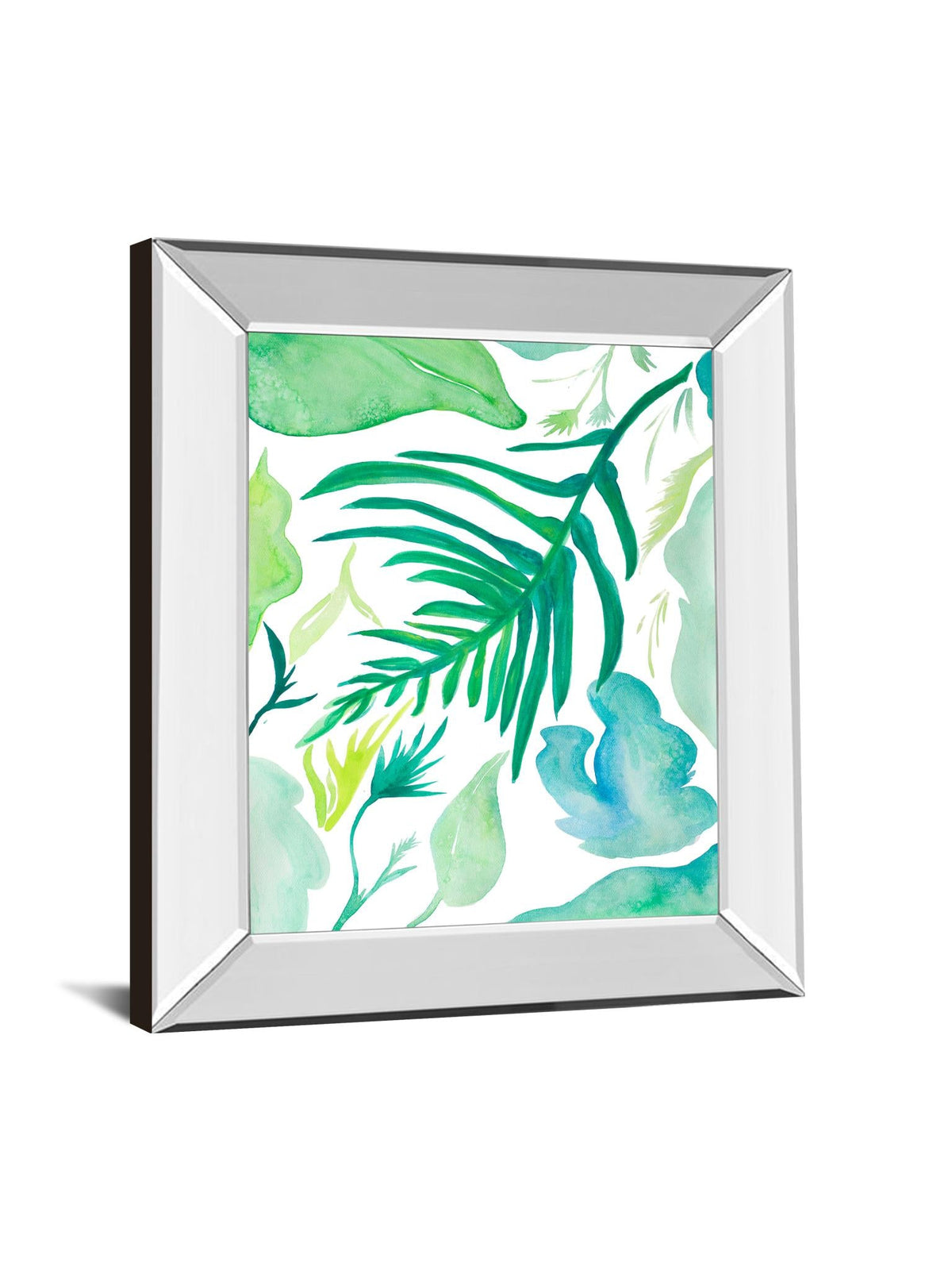 Mirrored Frame Green Water Leaves I By Kat Papa 22X26 Mirror Frame Print