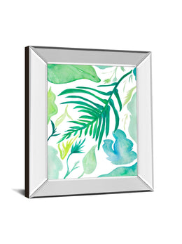 Mirrored Frame Green Water Leaves I By Kat Papa 22X26 Mirror Frame Print