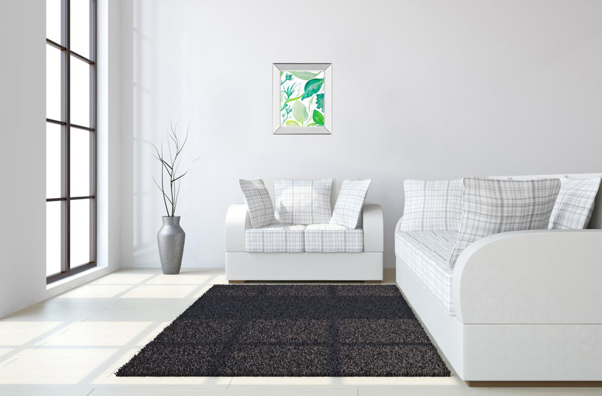 Mirrored Frame Green Water Leaves Ii By Kat Papa 22X26 Mirror Frame Print