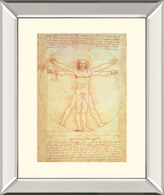Vituvian Man By Leonardo Da Vinci 22X26 Mirror Frame Print