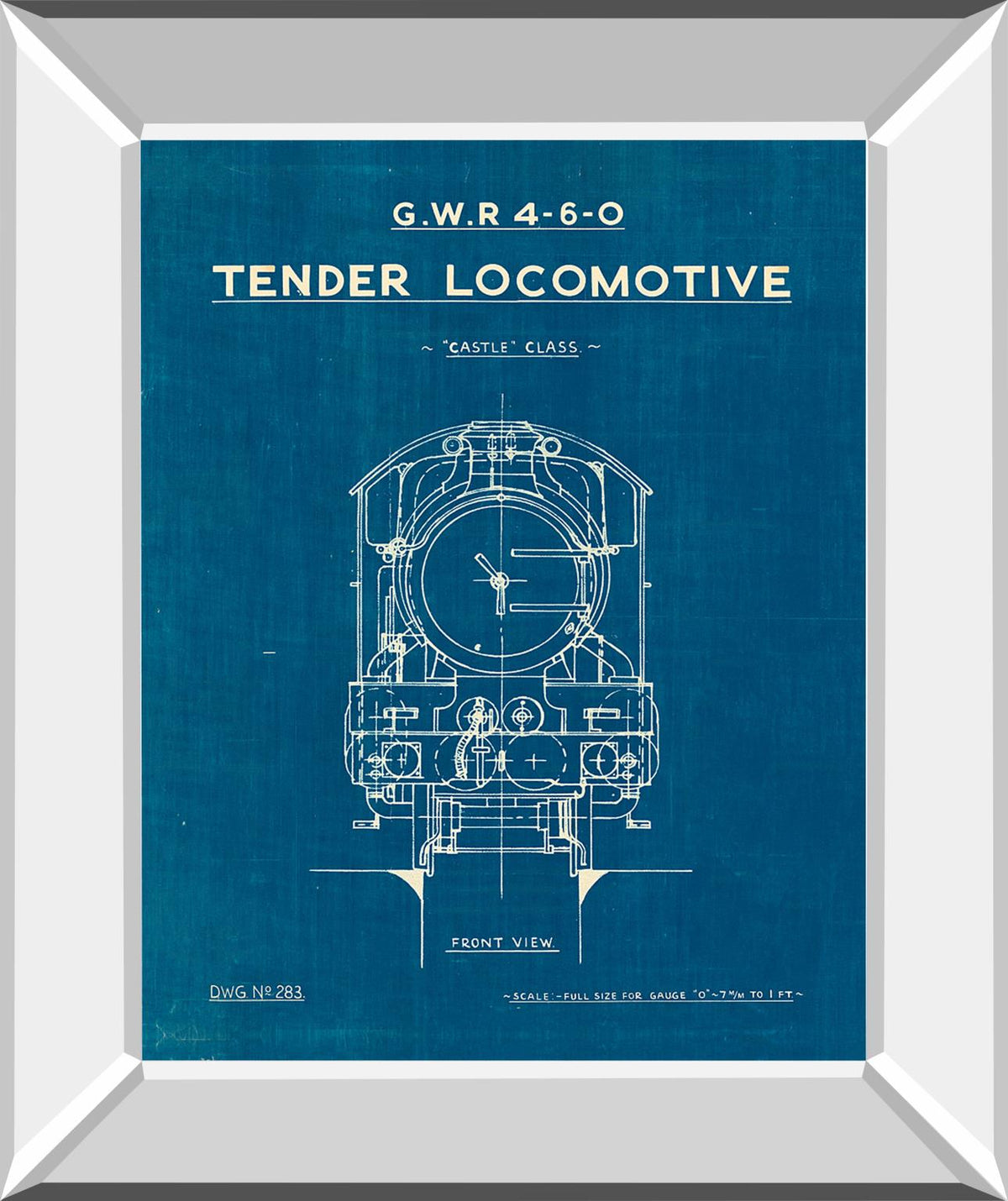 Locomotive Blueprint Ii By Wild Apple Portfolio 22X26 Mirror Frame Print