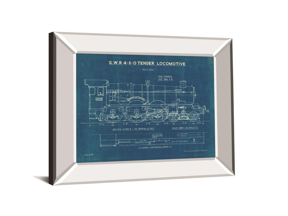 Locomotive Blueprint I By Wild Apple Portfolio 22X26 Mirror Frame Print