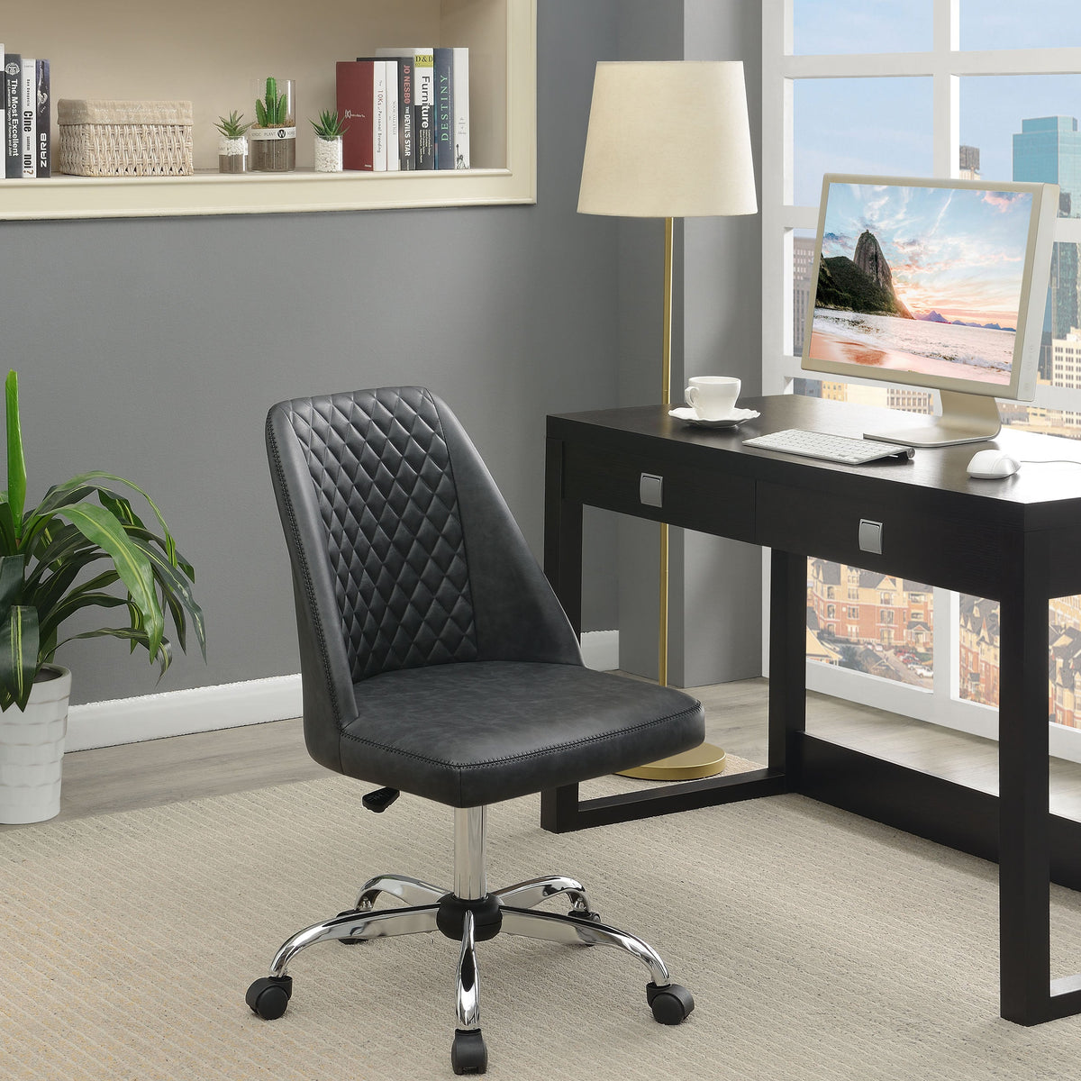 Althea Upholstered Adjustable Home Office Desk Chair Brown