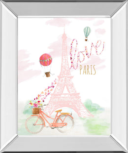 Pink Eiffel Bike Ride By Lanieloreth 22X26 Mirror Frame Print