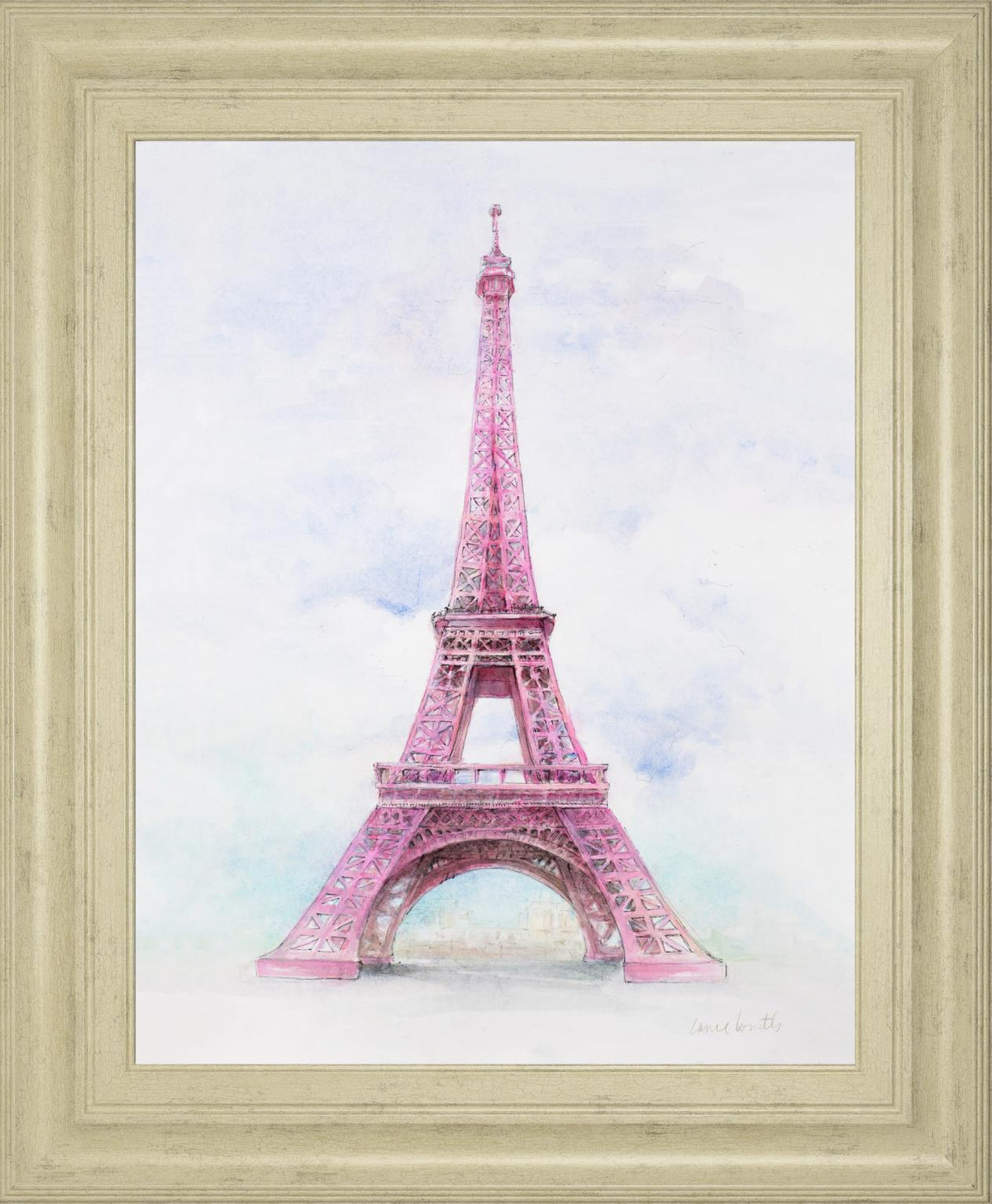 Pink Eiffel Tower By Lanieloreth 22X26 Framed Print