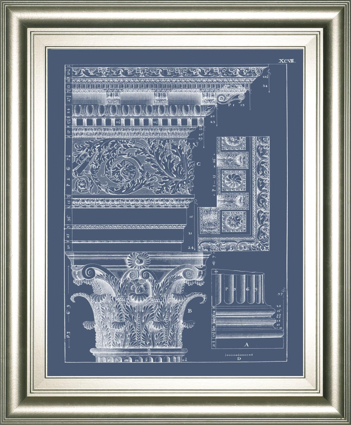 Column & Cornice Blueprint Ii By Vision Studio 22X26 Framed Print