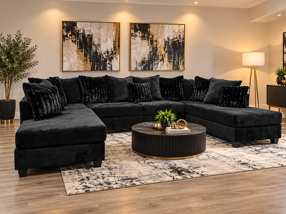 411 Black - Double Chaise Sectional