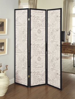 Felice 3-Panel Room Divider Folding Screen French Script