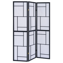 Damis 3-Panel Room Divider Folding Shoji Screen Black