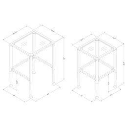 Leilani  Glass Top Nesting Table Set Black