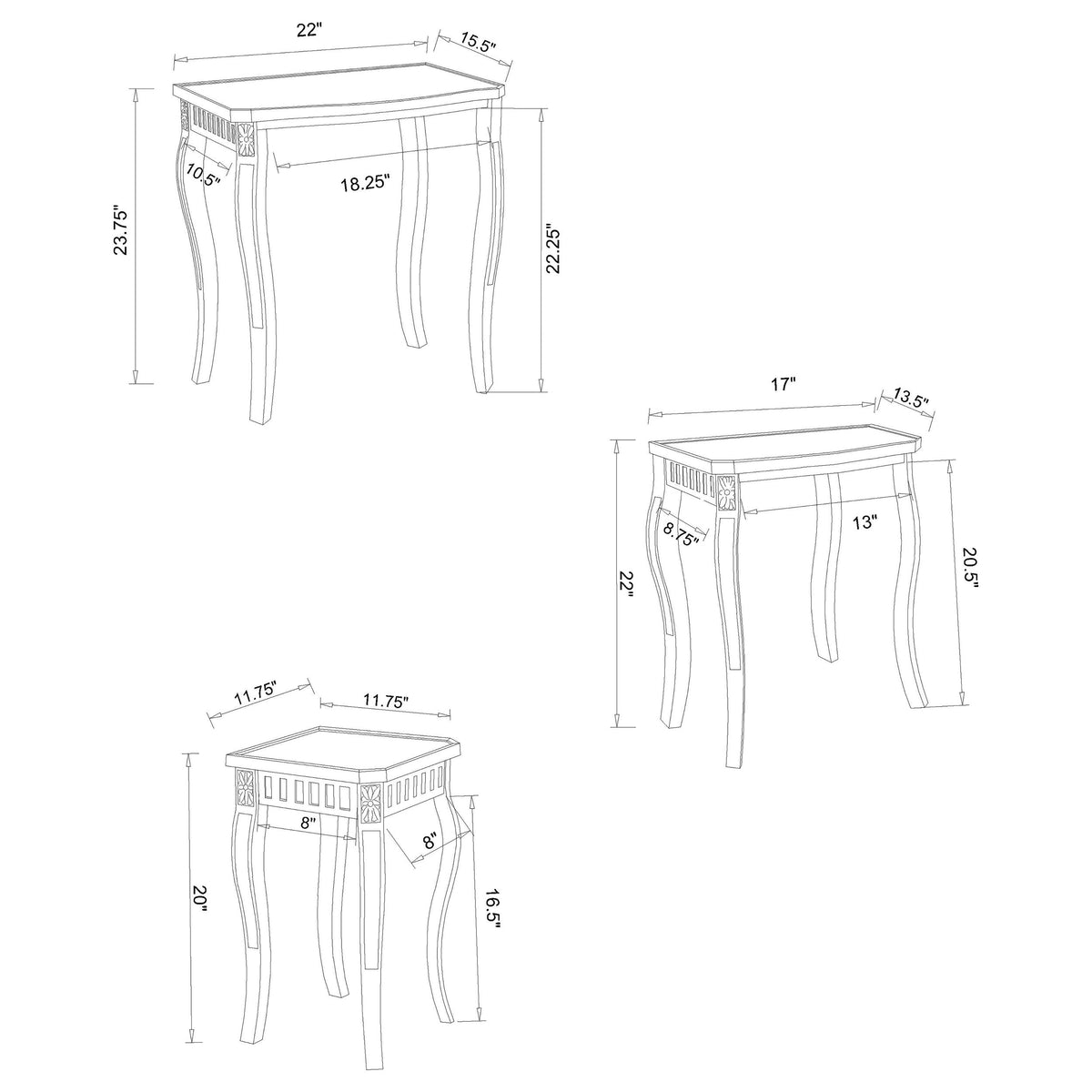 Daphne  Rectangular Wood Nesting Table Set Warm Brown