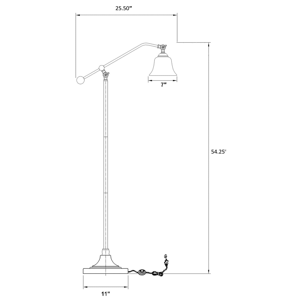 Eduardo 54-inch Bell Down Bridge Floor Lamp Dark Bronze