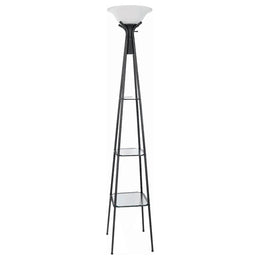 Gianni 70-inch 3-shelf Frosted Torchiere Floor Lamp Black