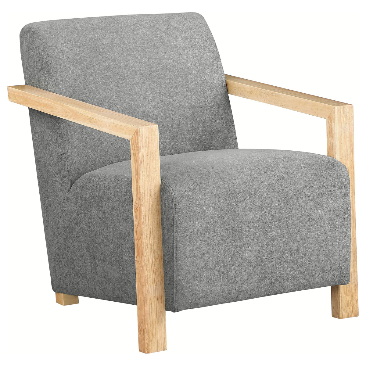 Diego Upholstered Accent Arm Chair with Wood Arms Honey