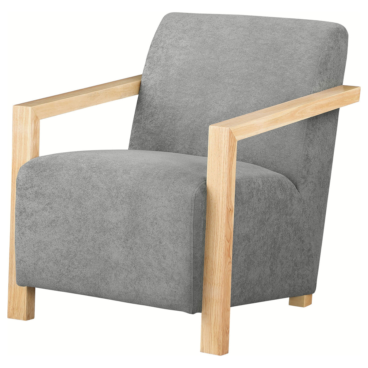 Diego Upholstered Accent Arm Chair with Wood Arms Honey