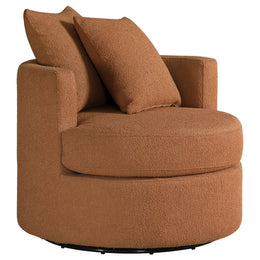 Debbie Upholstered Swivel Accent Chair Camel