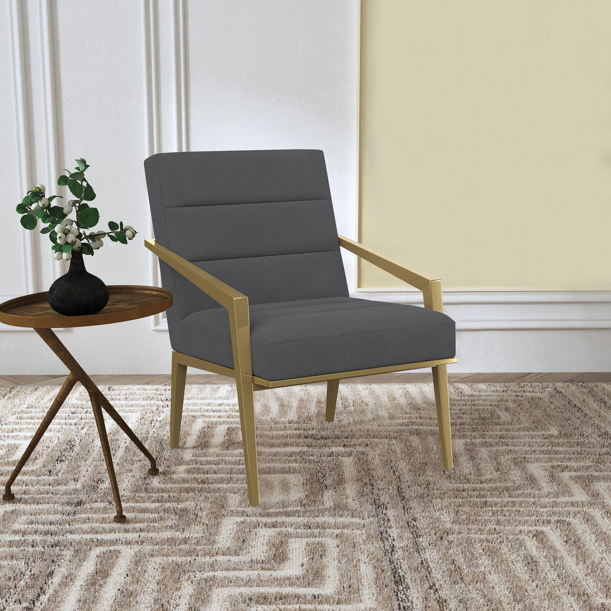 Kirra Upholstered Metal Arm Accent Chair Cream