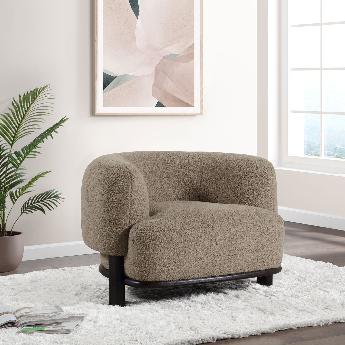 Lawler Upholstered Barrel Back Accent Chair Ivory