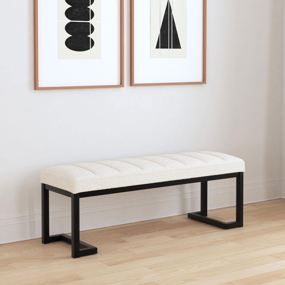 Mesa Boucle Upholstered Tufted Accent Bench Charcoal