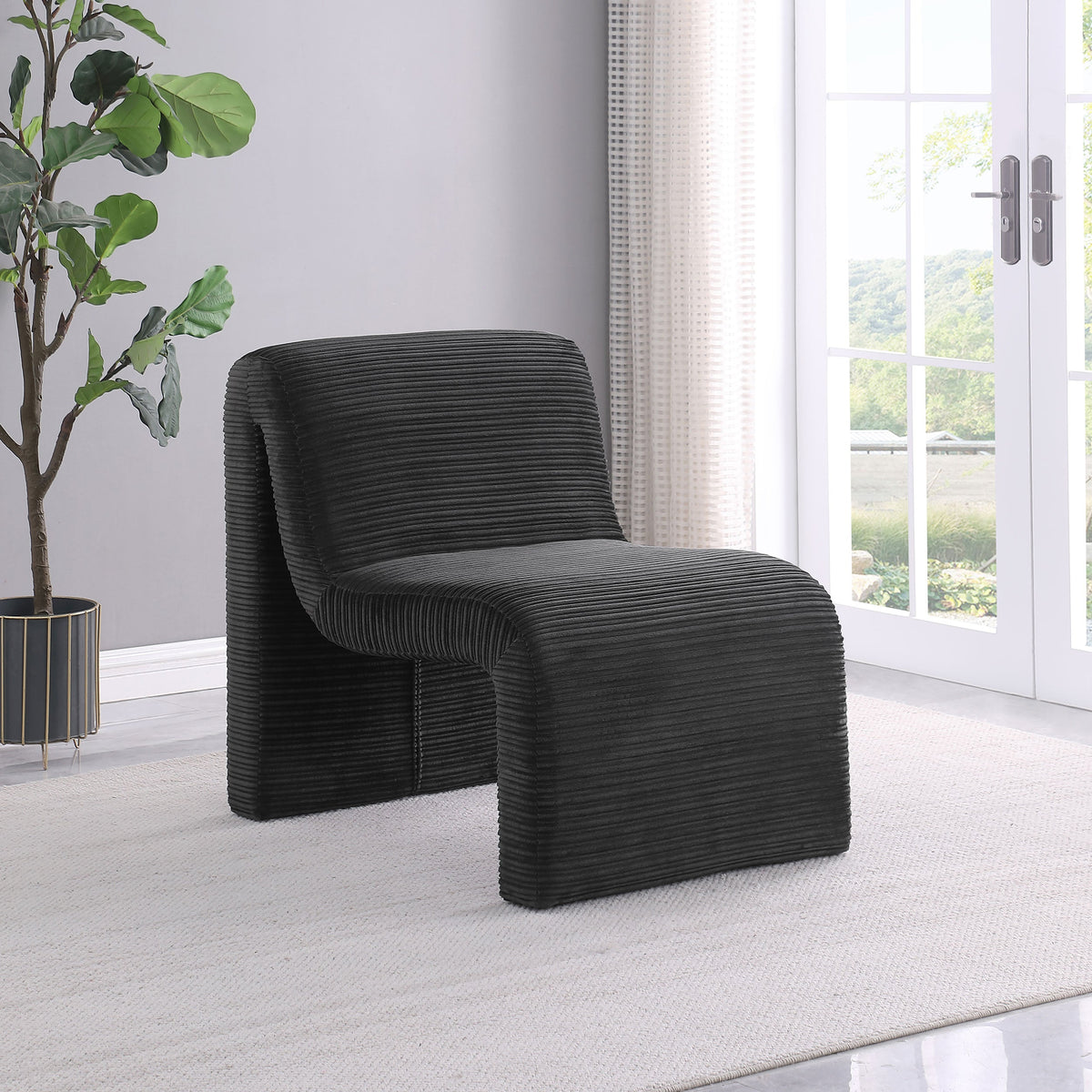 Drayton Upholstered Curved Armless Accent Chair Ivory