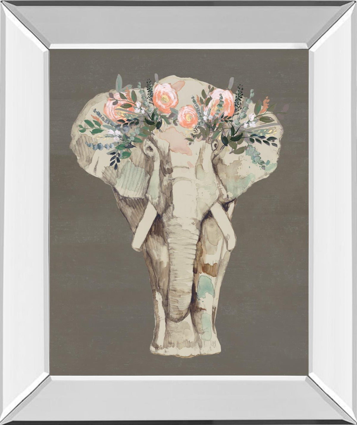 Flower Crown Elephant Ii By Jennifer Goldberger 22X26 Mirror Frame Print