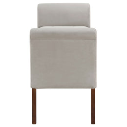 Farrah Velvet Upholstered Rolled Arm Storage Bench Beige
