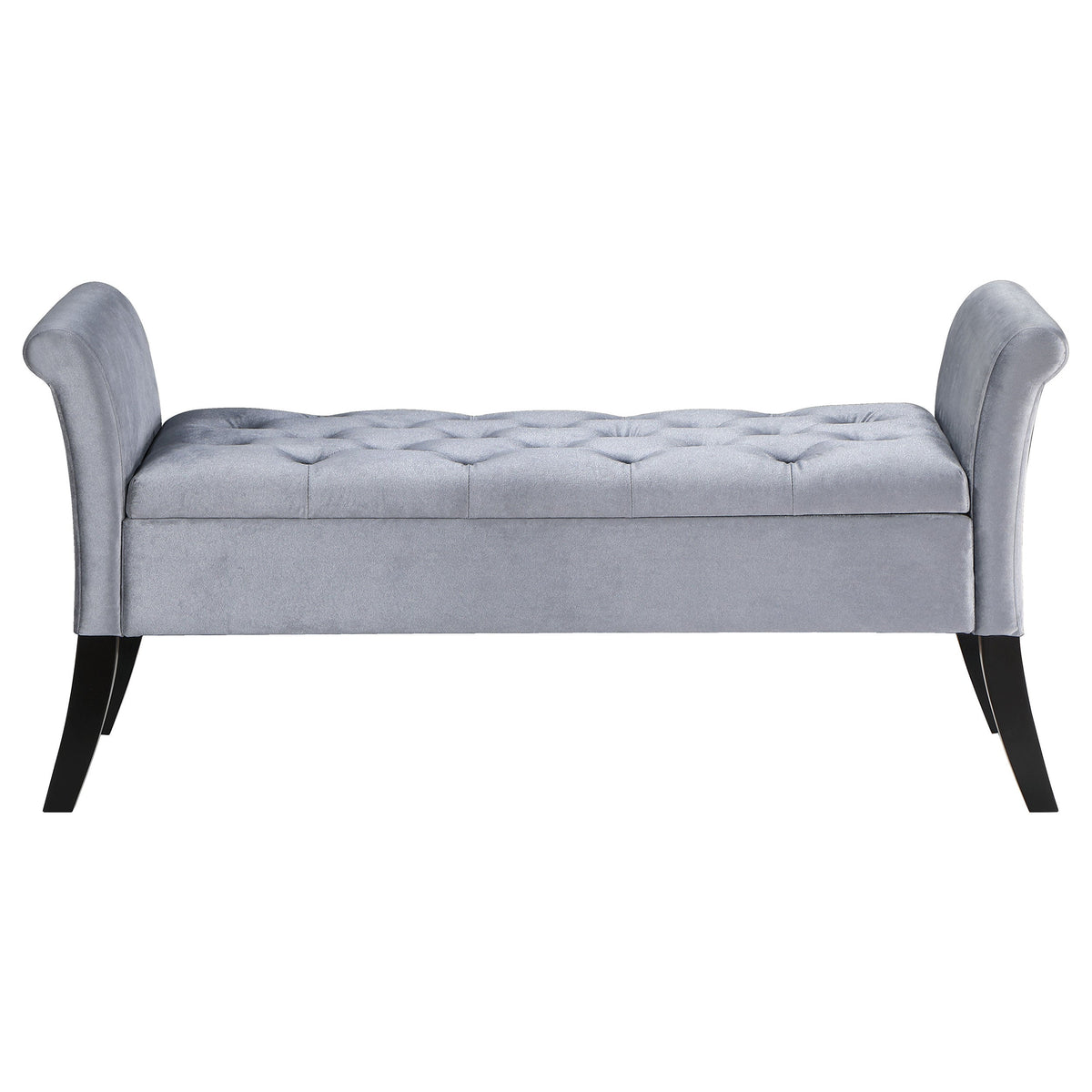 Farrah Velvet Upholstered Rolled Arm Storage Bench Beige