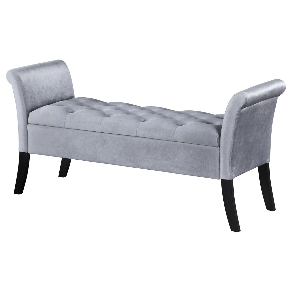 Farrah Velvet Upholstered Rolled Arm Storage Bench Beige