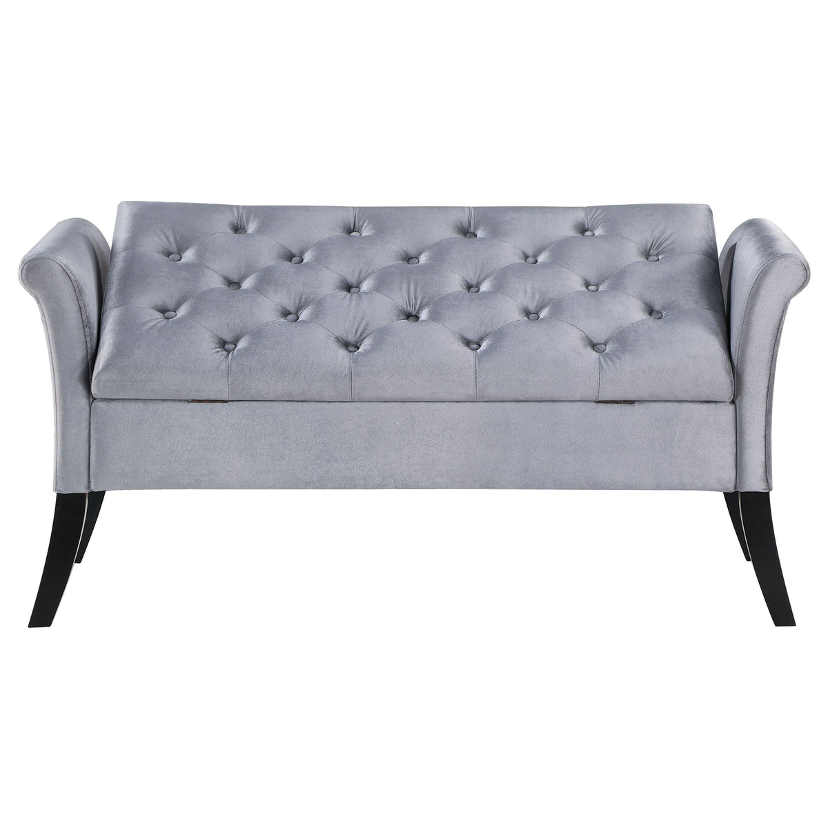 Farrah Velvet Upholstered Rolled Arm Storage Bench Beige