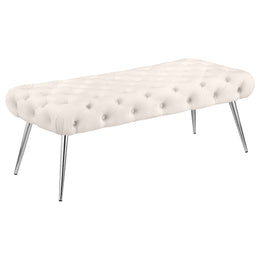 Ella Upholstered Tufted Bench Metal Legs Rust
