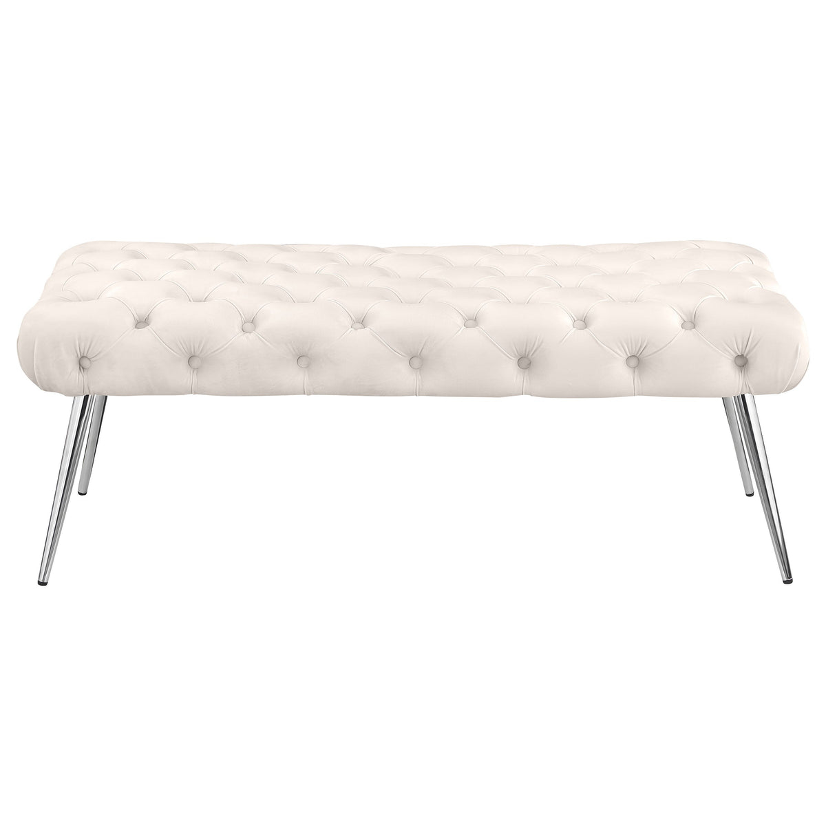 Ella Upholstered Tufted Bench Metal Legs Rust