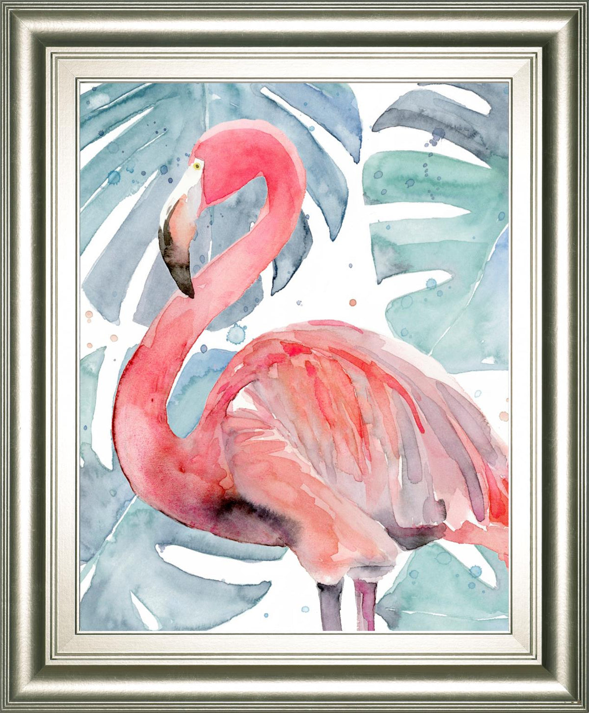 Flamingo Splash Ii By Annie Warren 22X26 Framed Print