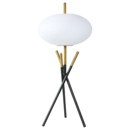 Layton White Orb Shade Tripod Table Lamp Black