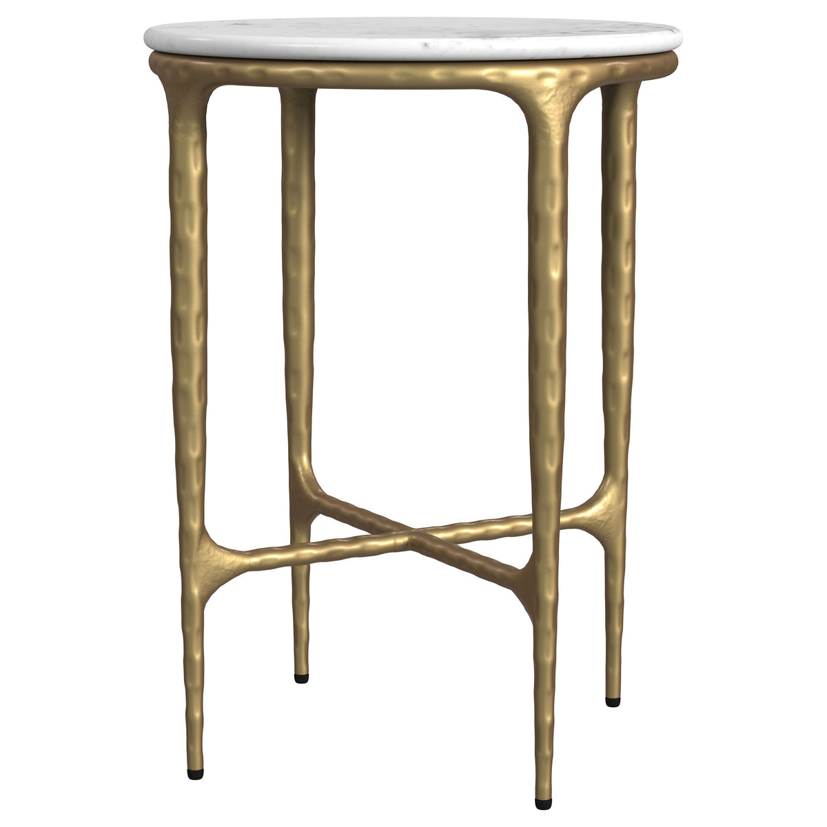 Baldwin Rectangular Marble Top Side Table White and Gold