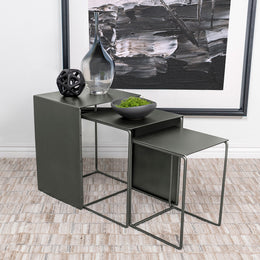 Imez  Rectangular Metal Nesting Table Set Grey