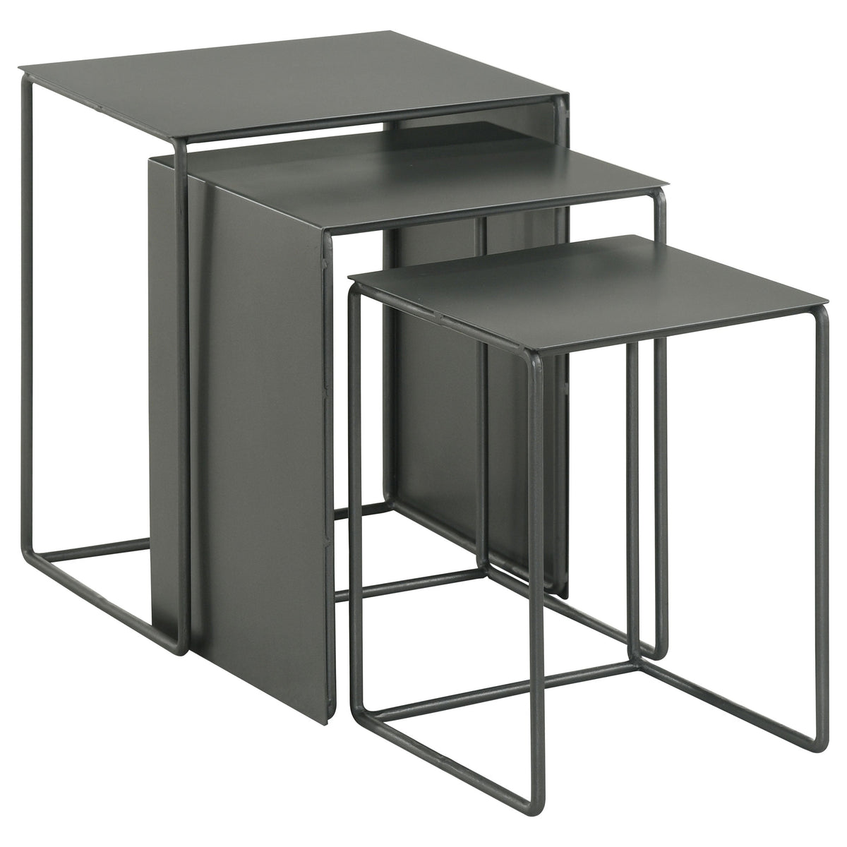 Imez  Rectangular Metal Nesting Table Set Grey